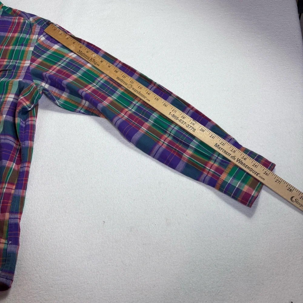 Vintage Polo Ralph Lauren Purple Plaid Pearl Snap Western Cowboy Shirt L Ranch